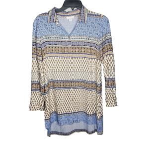 J. Jill Bohemian Striped Multicolor Tunic Top Small Petite